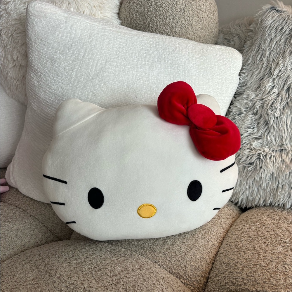 Hello Kitty Plush Pillow with Red Bow